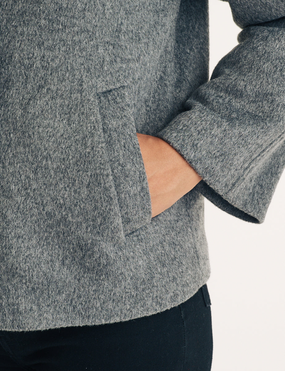 Grey Wool Blend Cropped Jacket