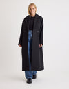 Black Double Breasted Wool Blend Coat