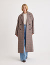 Oversized Heritage Check Double Breasted Wool Blend Coat