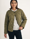 Khaki Crew Neck Quilted Puffer Jacket