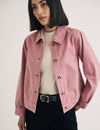 Pink Denim Cropped Jacket