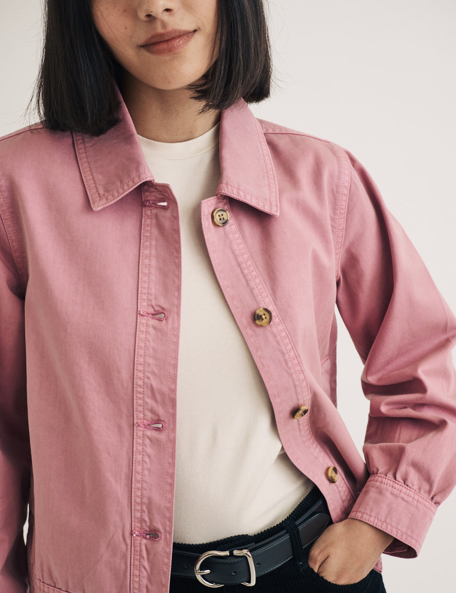 Pink Denim Cropped Jacket