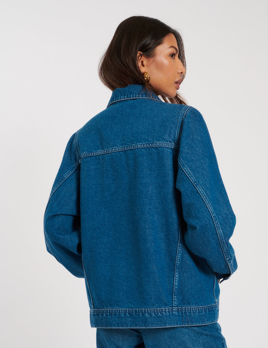 Mid Wash Denim Oversized Jacket