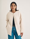 Cream Crew Neck Borg Coat