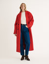 Oversized Red Double Breasted Wool Blend Coat