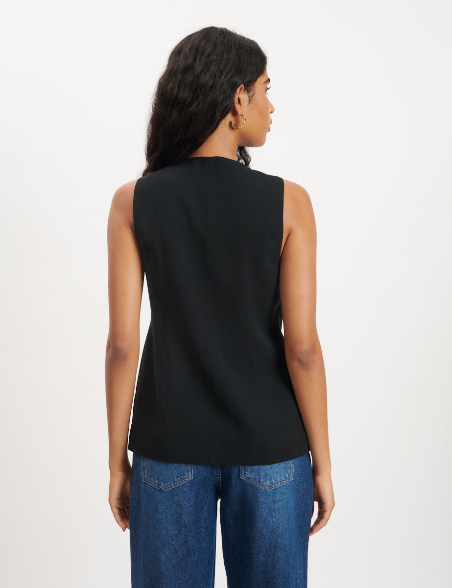 Black Longline Waistcoat