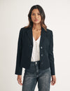 Black Wool Blend Cropped Blazer