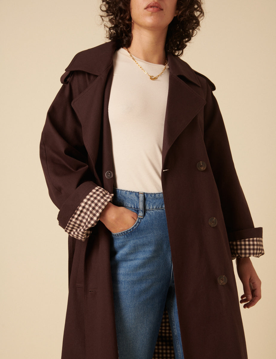 Brown Double Breasted Trench Coat