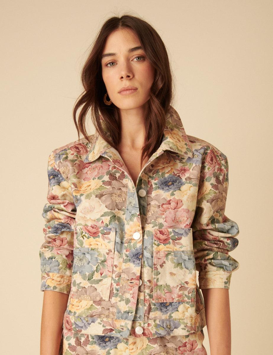 Floral Boxy Denim Jacket