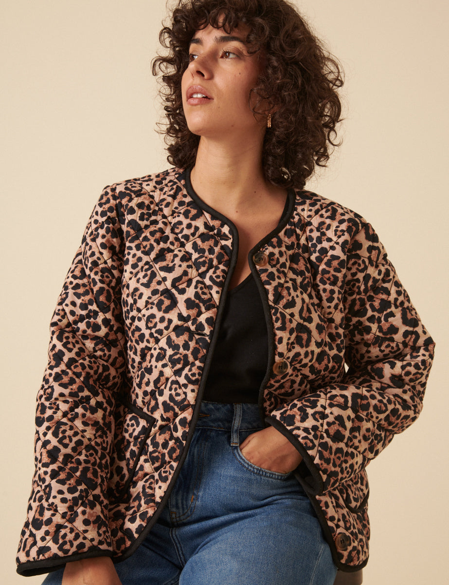 Leopard Print Quilted Jacket