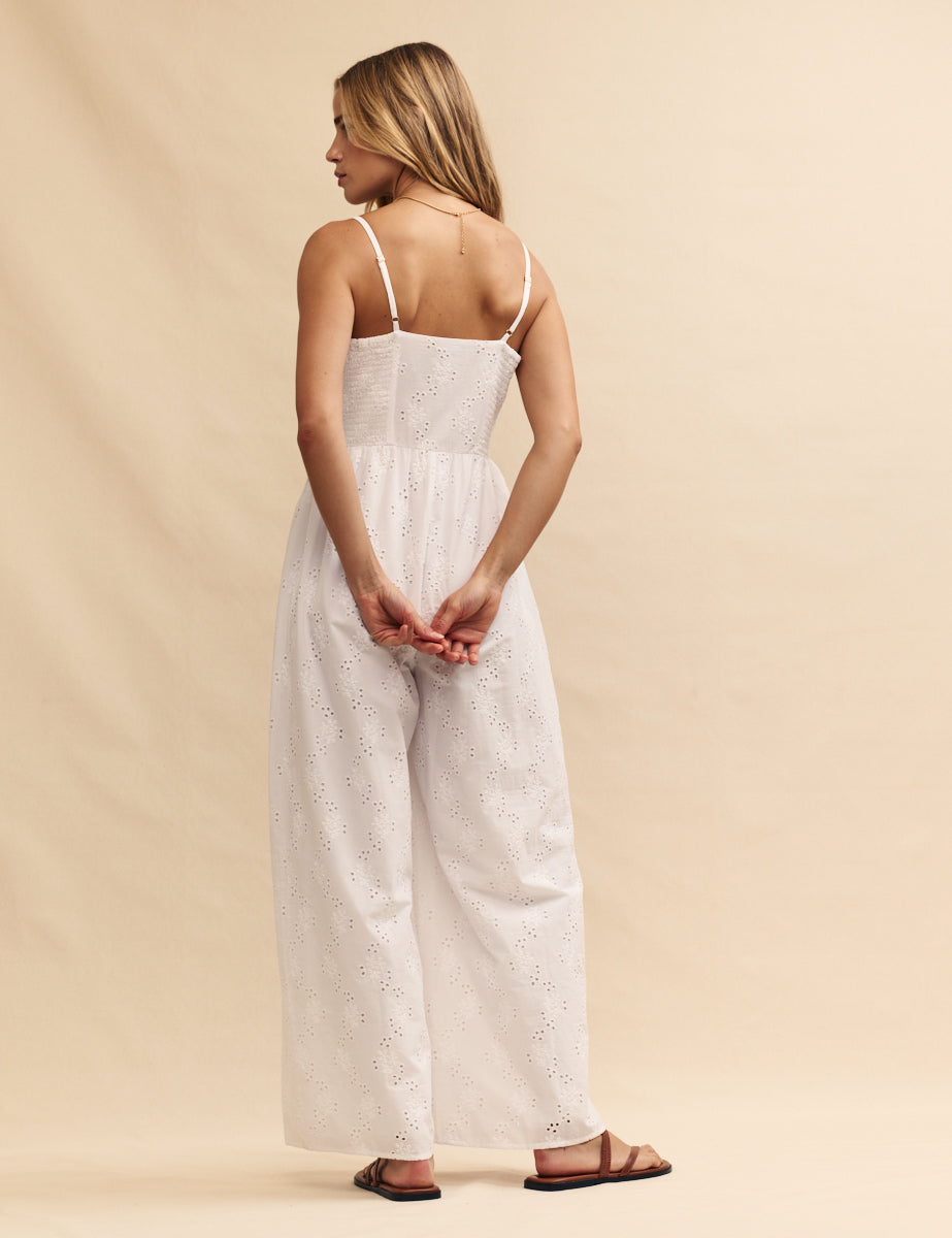 White Broderie Anglaise Tricia Jumpsuit