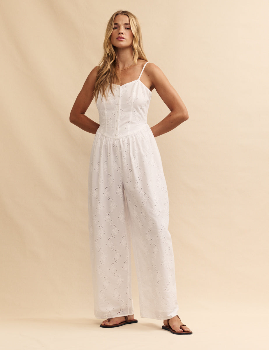 White Broderie Anglaise Tricia Jumpsuit