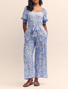 Blue Printed Tie Waist Romilly Jumpsuit