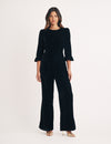 Black Velvet Frill Sleeve Fleur Jumpsuit