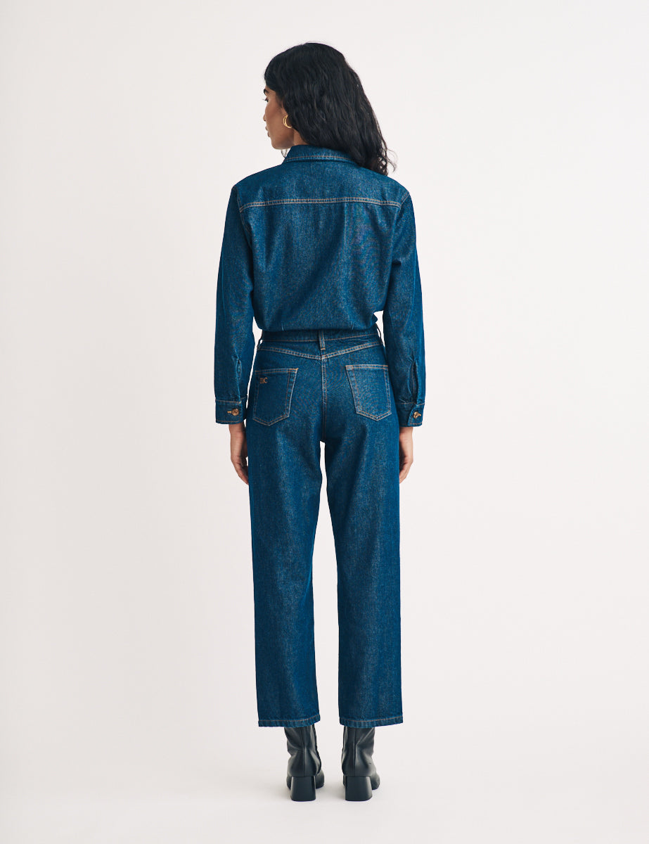 Dark Wash Denim Jumpsuit