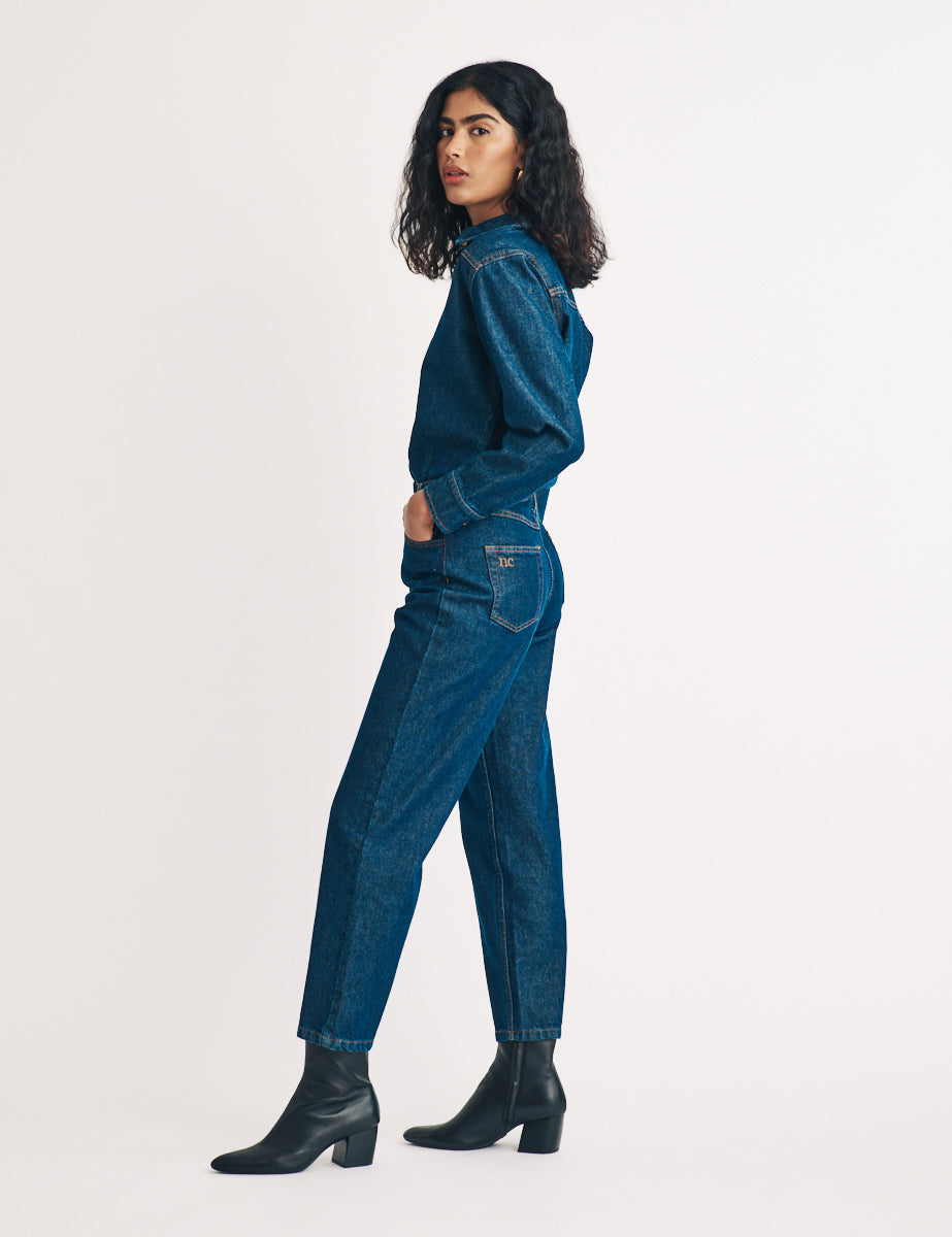 Dark Wash Denim Jumpsuit