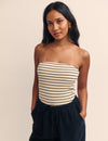 Cream Striped Bandeau Top