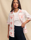 White Embroidered Short Sleeve Shirt