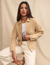 Beige Collared Zip Up Cardigan