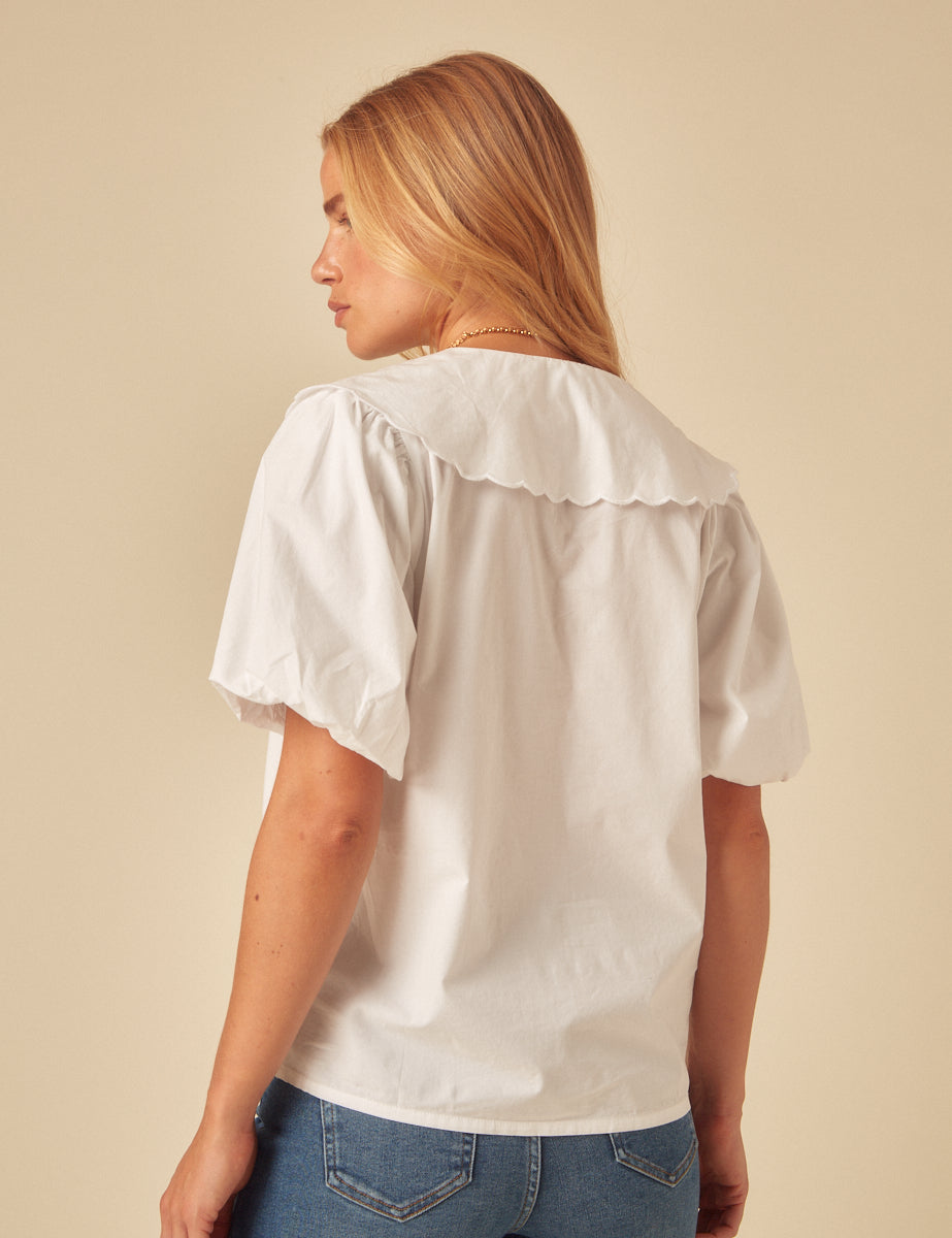 White Puff Sleeve Birdie Blouse