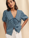 Blue Gingham Birdie Blouse