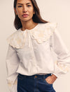 White Broderie Peter Pan Collar Orchid Blouse