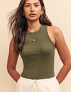 Khaki Green Racer Jersey Tank Top