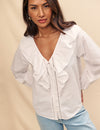 White Ruffle Collar Blouse