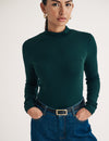 Forest Green Funnel Neck Long Sleeve Top