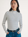 Black and White Stripe Funnel Neck Top