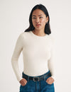 Cream Crew Neck Long Sleeve T-Shirt