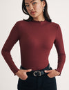 Burgundy Funnel Neck Long Sleeve Lizzie Top