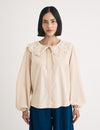 Stone Cord Broderie Collar Blouse