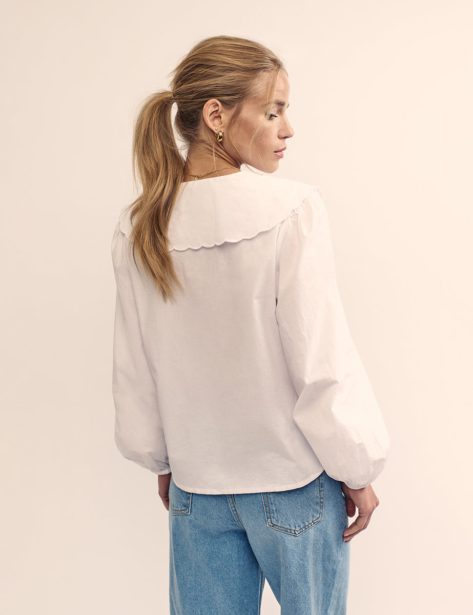 White Long Sleeve Birdie Blouse