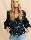 Black Floral Long Sleeve Birdie Blouse