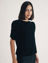 Black Velvet Gathered Sleeve Top