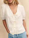 White Tie Front Bernadetta Blouse