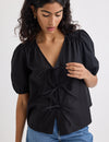 Black Tie Front Bernadetta Blouse