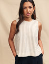 Cream Pinstripe Swing Top