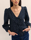 Black Tie Front Bernadetta Blouse