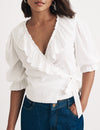 White Frill Wrap Top