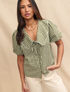 Green Gingham Birdie Blouse