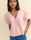 Pink Puff Sleeve Blouse