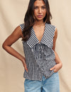 Black Sleeveless Gingham Birdie Blouse