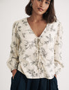 Cream Embroidered Tie Front Bernadetta Blouse