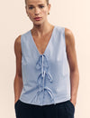 Blue Tessa Tie Front Top