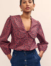 Red Ditsy Floral Emmie Blouse