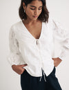 White Broderie Anglaise Tie Front Bernadetta Blouse