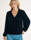 Black Velvet Long Sleeve Birdie Blouse