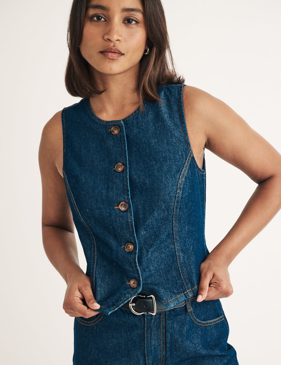 Dark Wash Denim Waistcoat